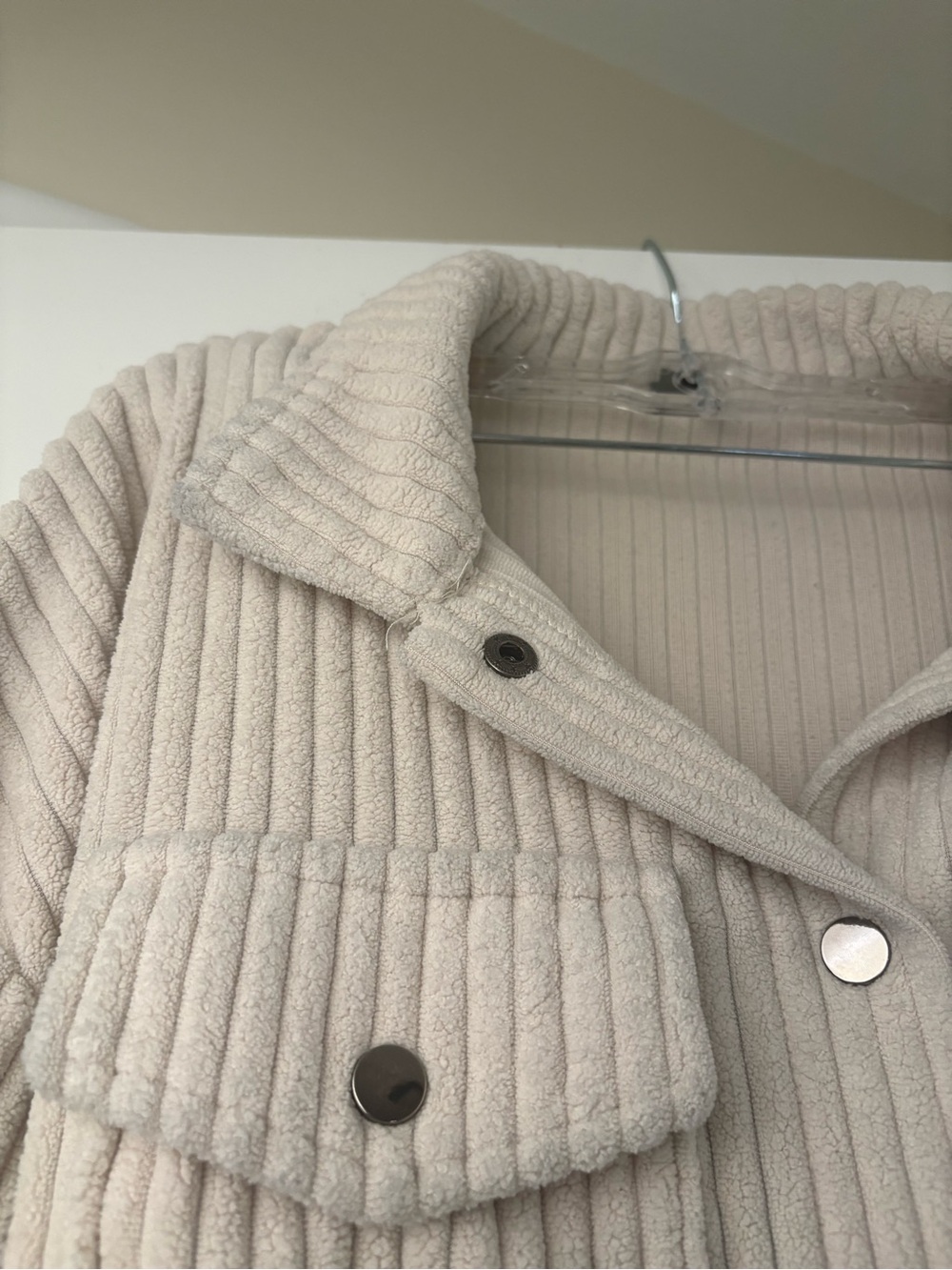 Cream Ribbed Button-Up Jacket - Picture 2 of 3